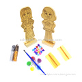 DIY Wooden stand doll with painting educational drawing toys